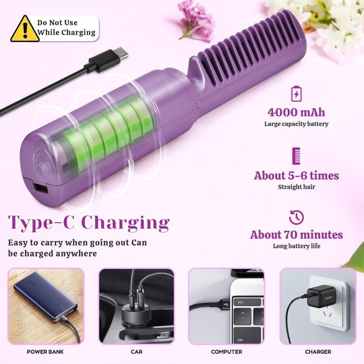 Portable Mini Rechargeable Hot Hair Straightener Cordless