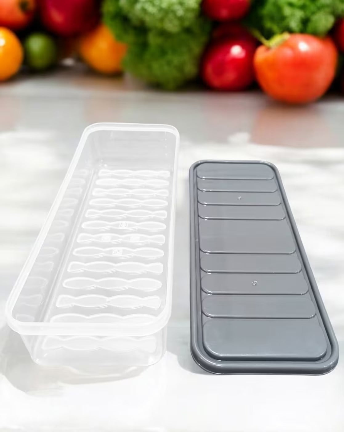 Plastic Fridge Container - 1200 ml  (Pack of 6, Grey)