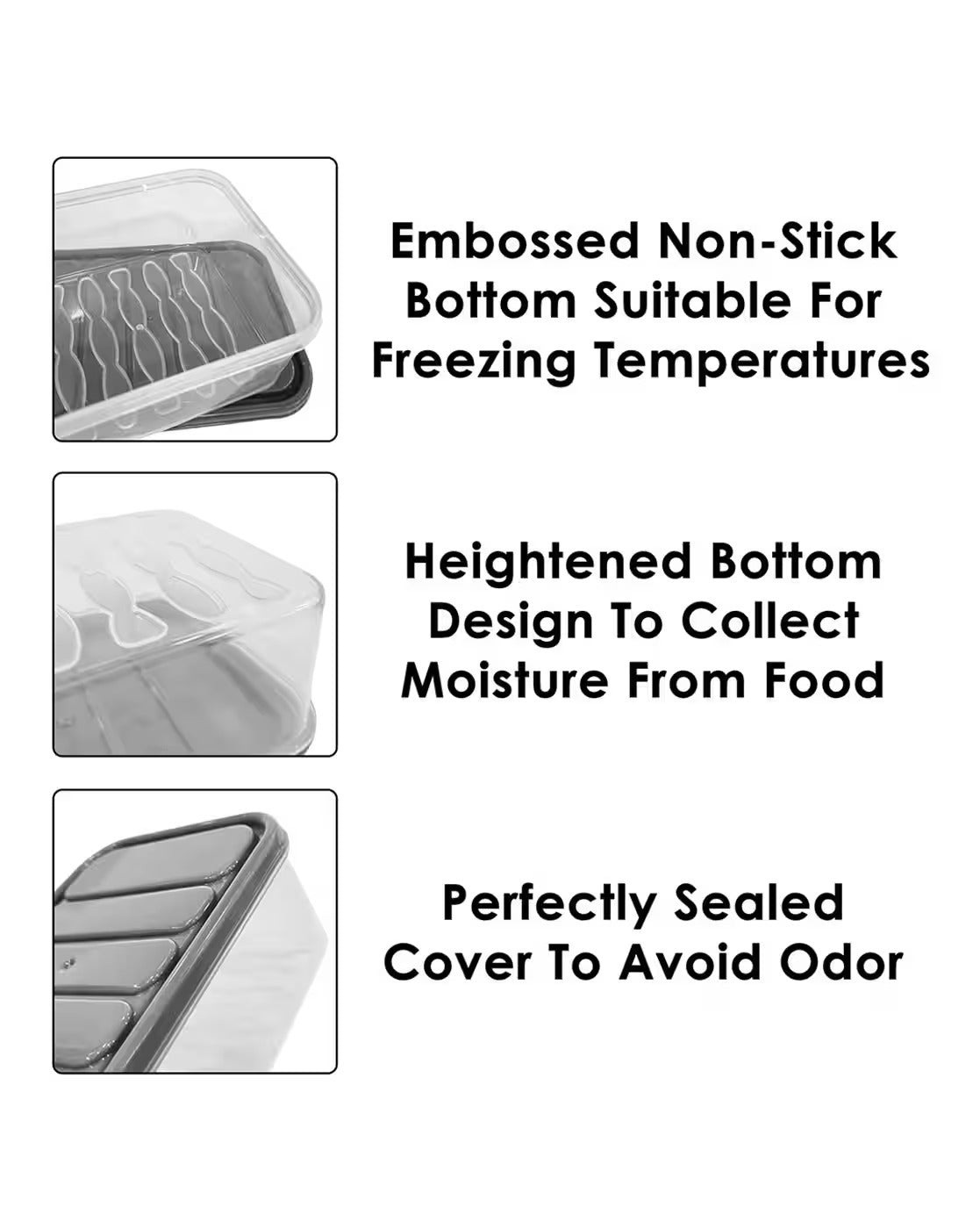 Plastic Fridge Container - 1200 ml  (Pack of 6, Grey)